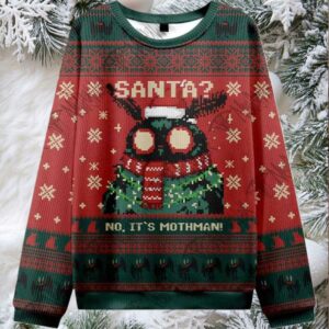 2025 Santa No It’s Mothman Ugly Christmas Sweater 2025 Santa No It’s Mothman Ugly Christmas Sweater