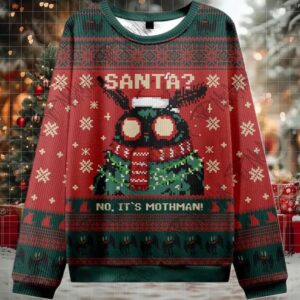 2025 Santa No It’s Mothman Ugly Christmas Sweater