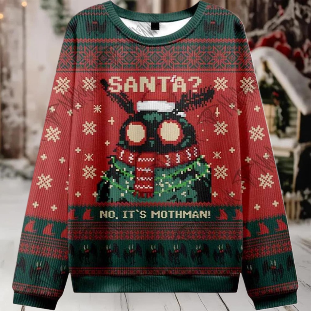 2025 Santa No It’s Mothman Ugly Christmas Sweater 2025 Santa No It’s Mothman Ugly Christmas Sweater