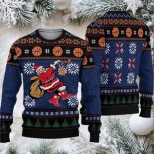 2025 Santa Playing Basketball Ugly Christmas Sweater 2025 Santa Playing Basketball Ugly Christmas Sweater