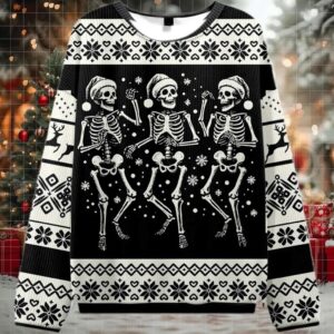 2025 Skeleton Dance Ugly Christmas Sweater