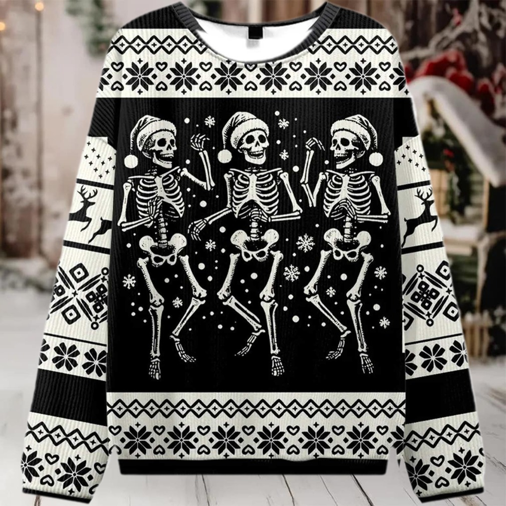 2025 Skeleton Dance Ugly Christmas Sweater 2025 Skeleton Dance Ugly Christmas Sweater