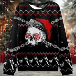 2025 Skulls And Chains Ugly Christmas Sweater