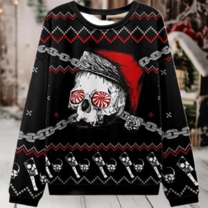 2025 Skulls And Chains Ugly Christmas Sweater
