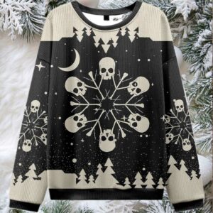 2025 Snowflake Skull Ugly Christmas Sweater 2025 Snowflake Skull Ugly Christmas Sweater
