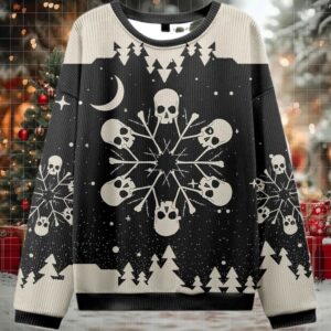 2025 Snowflake Skull Ugly Christmas Sweater
