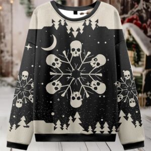 2025 Snowflake Skull Ugly Christmas Sweater