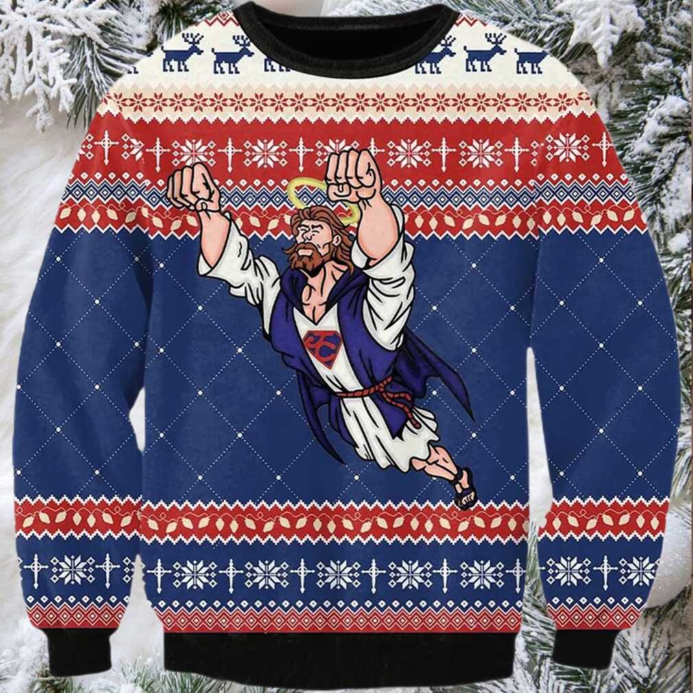 2025 Super Jesus Ugly Christmas Sweater