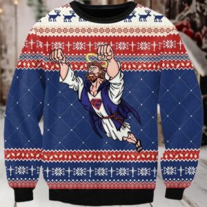 2025 Super Jesus Ugly Christmas Sweater