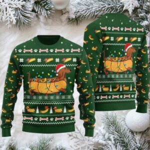 2025 Taco Dachshund Ugly Christmas Sweater 2025 Taco Dachshund Ugly Christmas Sweater