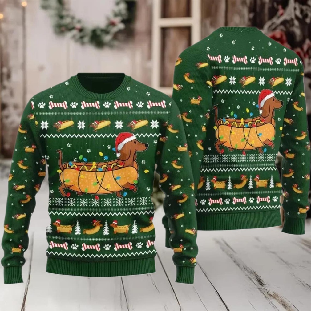 2025 Taco Dachshund Ugly Christmas Sweater 2025 Taco Dachshund Ugly Christmas Sweater