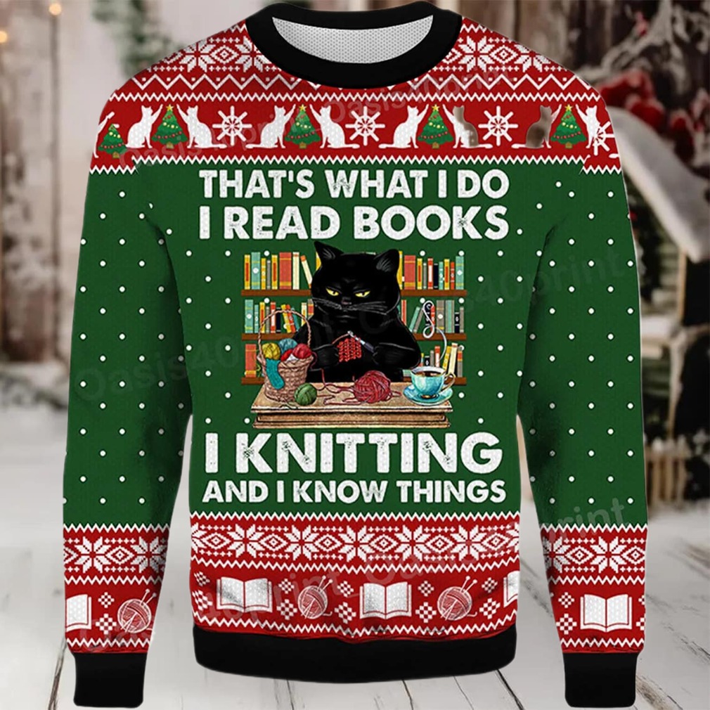 2025 That’s What I Do I Read Books Black Cat Ugly Christmas Sweater 2025 That’s What I Do I Read Books Black Cat Ugly Christmas Sweater