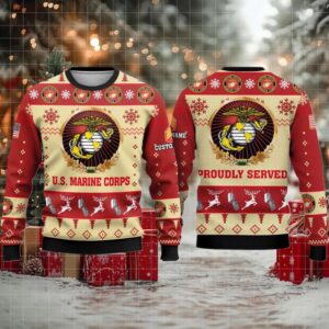 2025 US Marine Corps Veterans Proudly Served Ugly Christmas Sweater