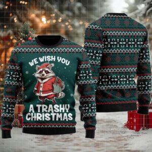 2025 We Wish You A Trashy Christmas Racoon ugly Christmas Sweater
