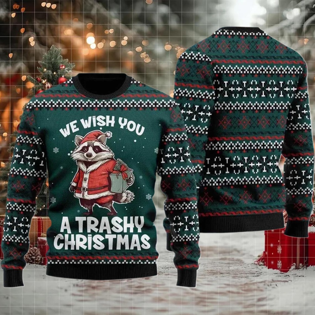 2025 We Wish You A Trashy Christmas Racoon ugly Christmas Sweater 2025 We Wish You A Trashy Christmas Racoon ugly Christmas Sweater