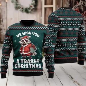 2025 We Wish You A Trashy Christmas Racoon ugly Christmas Sweater