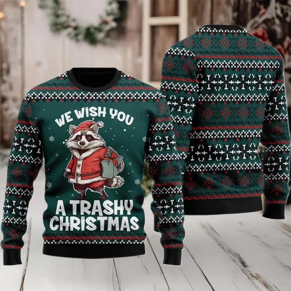 2025 We Wish You A Trashy Christmas Racoon ugly Christmas Sweater 2025 We Wish You A Trashy Christmas Racoon ugly Christmas Sweater