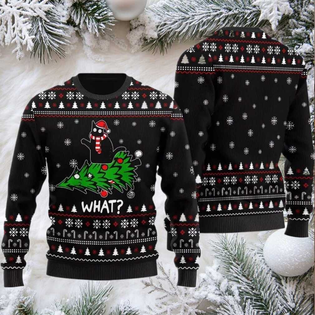 2025 What Black Cat Ugly Christmas Sweater