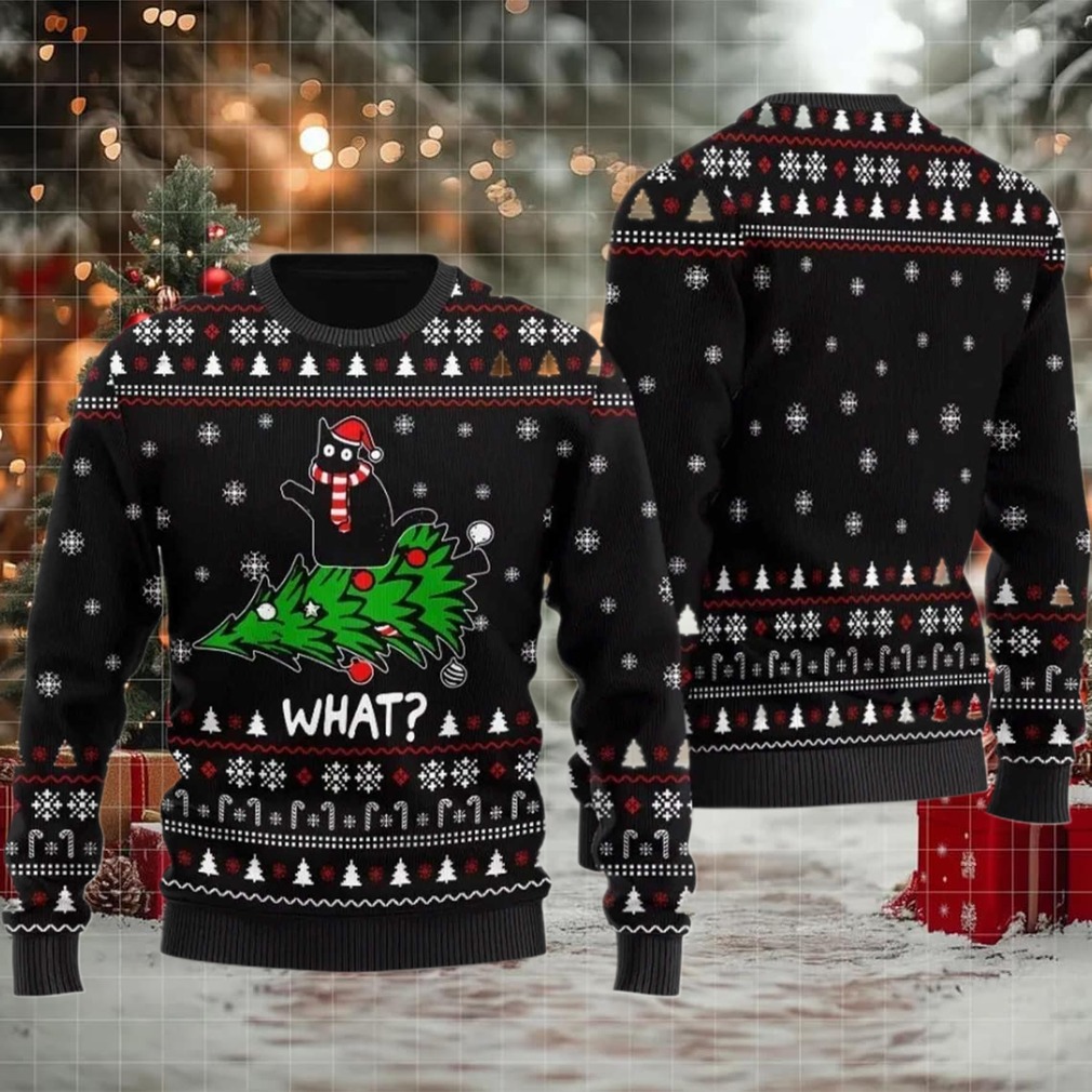 2025 What Black Cat Ugly Christmas Sweater