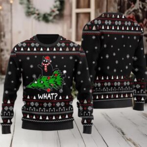 2025 What Black Cat Ugly Christmas Sweater