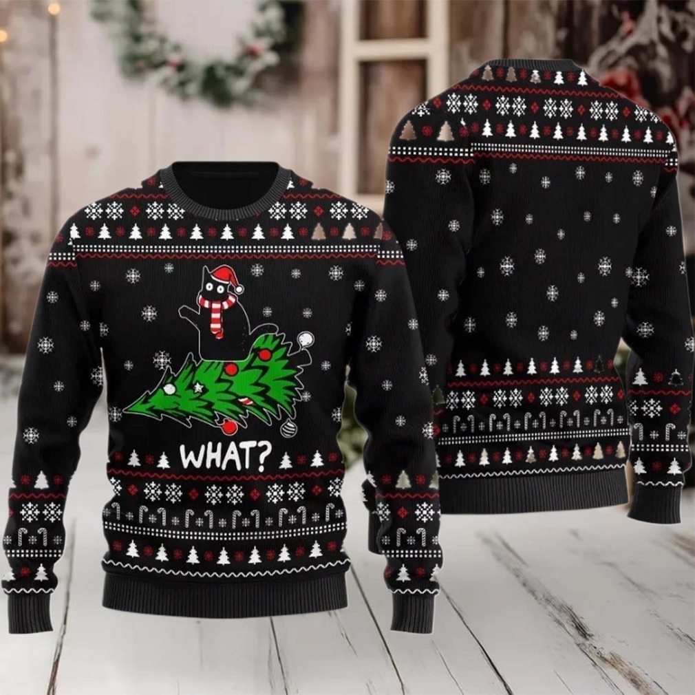 2025 What Black Cat Ugly Christmas Sweater 2025 What Black Cat Ugly Christmas Sweater