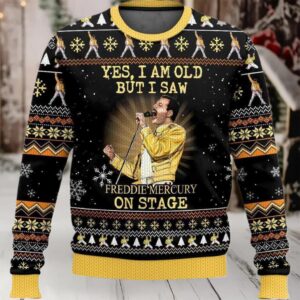 2025 Yes I Am Old But I Saw Freddie Mercury On Stage Freddie Mercury Queen Christmas Ugly Sweater