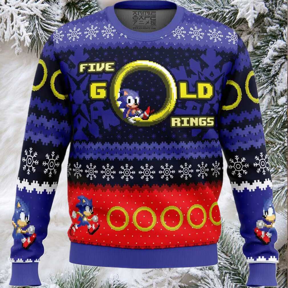 5 Gold Rings Sonic the Hedgehog Ugly Christmas Sweater