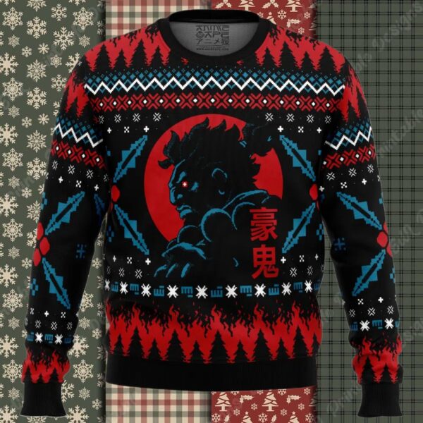 Akuma Street Fighter Ugly Christmas Sweater