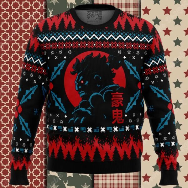 Akuma Street Fighter Ugly Christmas Sweater