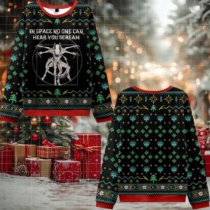 Alien In Space No One Can Hear You Scream Ugly Sweater 2025 Christmas