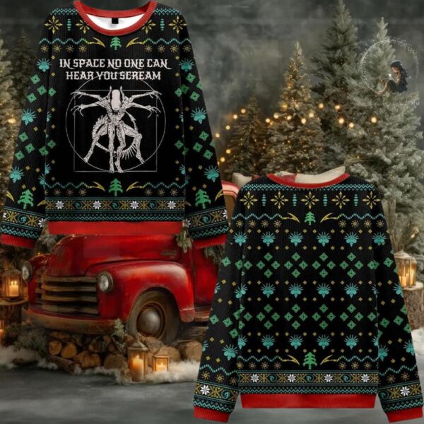 Alien In Space No One Can Hear You Scream Ugly Sweater 2025 Christmas