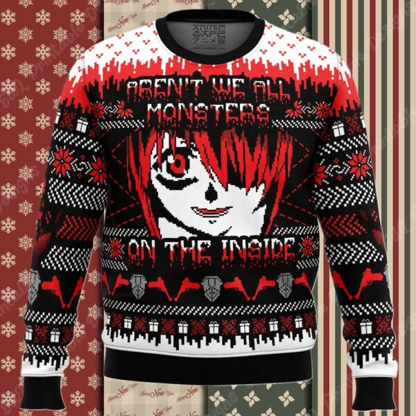 Aren’t We All Monster On The Inside Elfen Lied Ugly Christmas Sweater