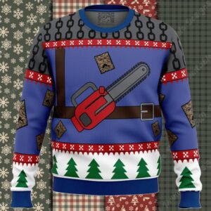 Ash J Williams Chainsaw Weave DBD Ugly Christmas Sweater
