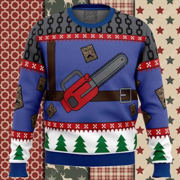 Ash J Williams Chainsaw Weave DBD Ugly Christmas Sweater