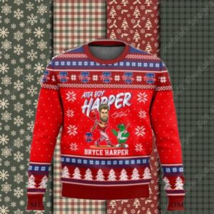 Atta Boy Harper Phillies Christmas Ugly Sweater Red