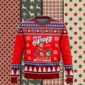 Atta Boy Harper Phillies Christmas Ugly Sweater Red