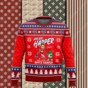 Atta Boy Harper Phillies Christmas Ugly Sweater Red