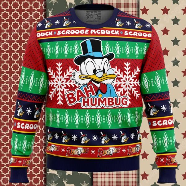 Bah Humbug Faux DuckTales Ugly Christmas Sweater
