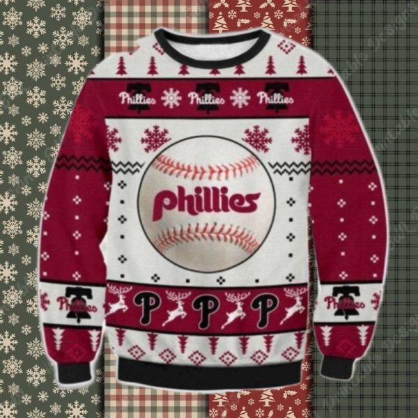 Baseball Print Philadelphia Phillies Ugly Christmas Sweater