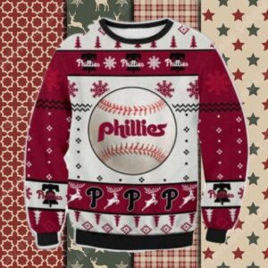 Baseball Print Philadelphia Phillies Ugly Christmas Sweater