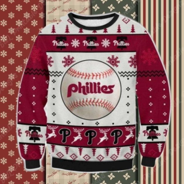 Baseball Print Philadelphia Phillies Ugly Christmas Sweater