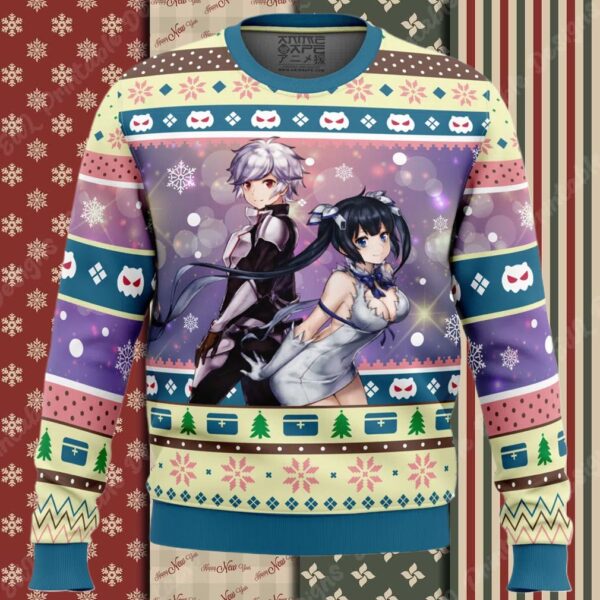 Bell and Hestia Danmachi Ugly Christmas Sweater