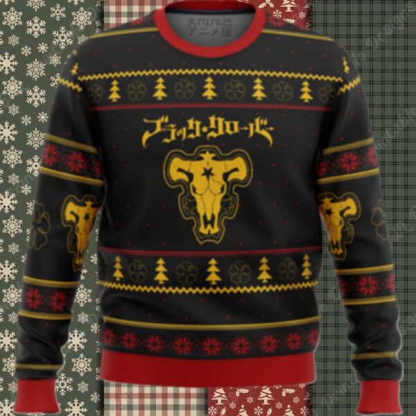Black Clover Bulls Ugly Christmas Sweater