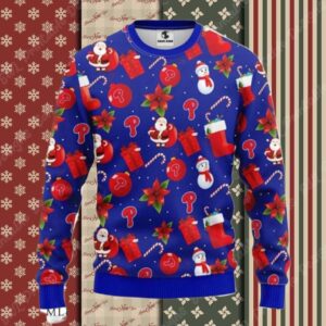 Blue Philadelphia Phillies Ornaments Christmas Ugly Sweater
