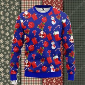 Blue Philadelphia Phillies Ornaments Christmas Ugly Sweater