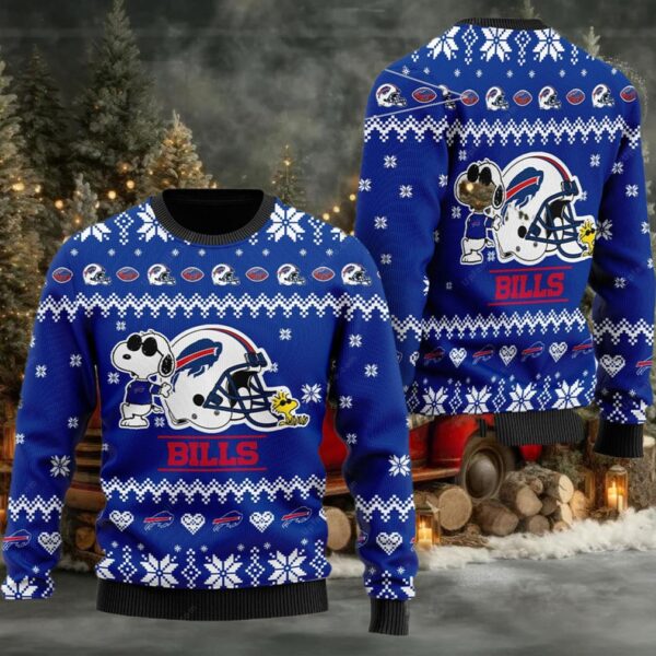 Buffalo Bills Ugly Sweater, Snoopy 3D Ugliest Christmas Sweater Ever, Presents For Christmas Moderntees