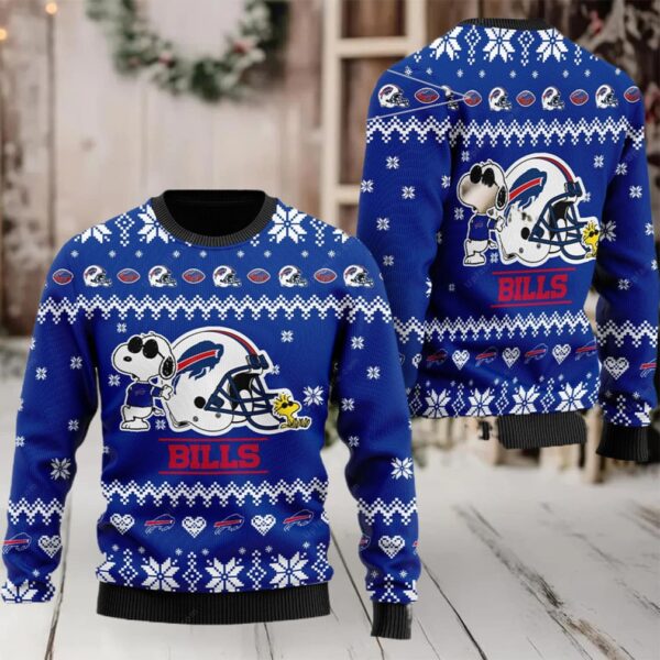 Buffalo Bills Ugly Sweater, Snoopy 3D Ugliest Christmas Sweater Ever, Presents For Christmas Moderntees