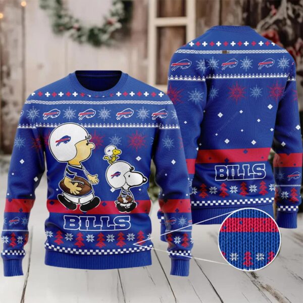 Buffalo Bills Ugly Sweater, Snoopy 3D Ugly Xmas Sweater, Unique Gifts For Christmas Moderntees