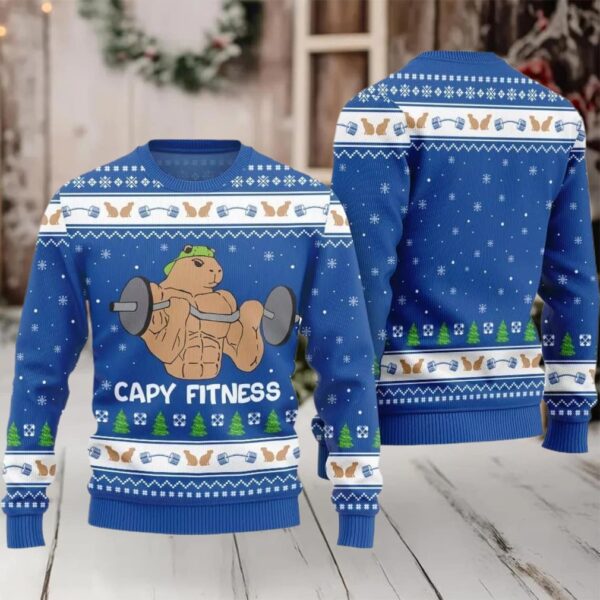 Capy Fitness Funny Ugly Sweater 2025 Christmas