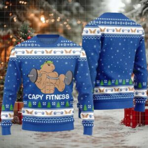 Capy Fitness Funny Ugly Sweater 2025 Christmas